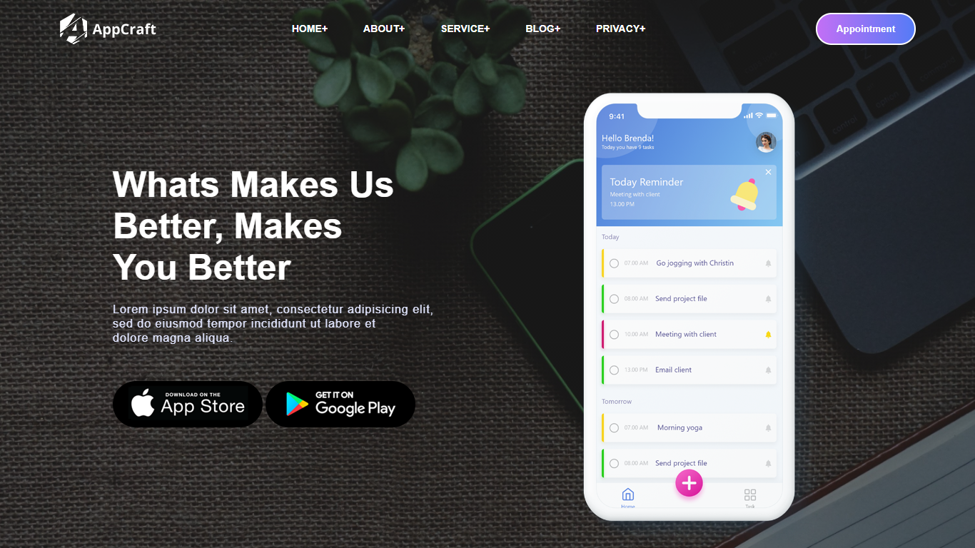 Mobile website template with animated text by HTML and CSS with source ...