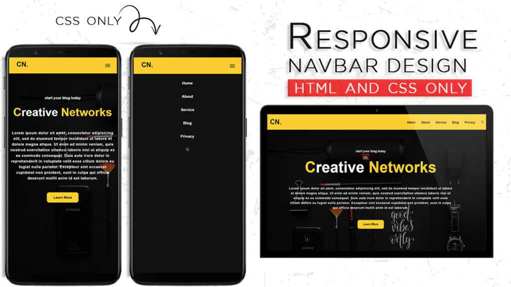 responsive navbar design with html and css only
