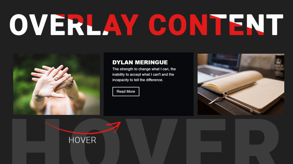 html and css overlay content in hover effect