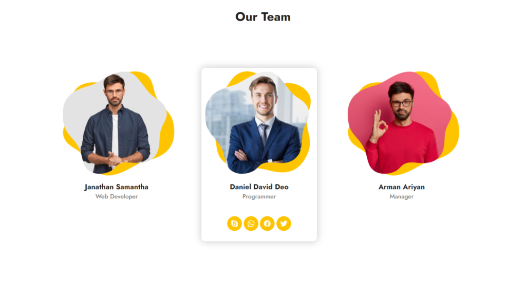 Our Team Section in HTML and CSS